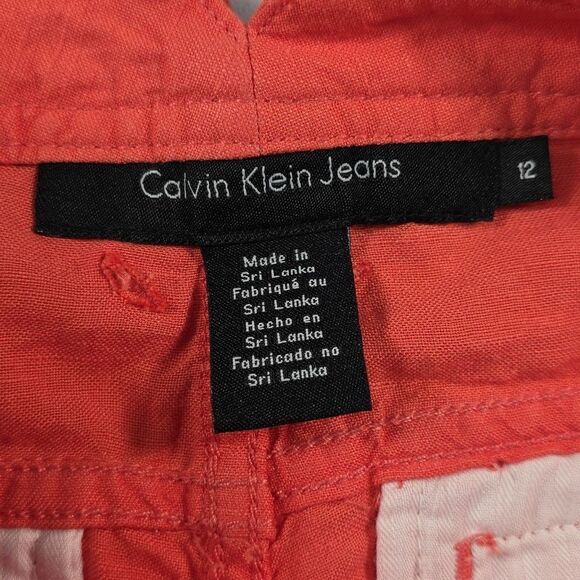 Calvin Klein Jeans Linen Blend Shorts Women's Size 12 Salmon Orange Color 5" ins - Picture 8 of 9